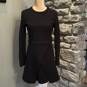 Proenza Schouler black long sleeve dress, size 4, 37% wool with silk lining